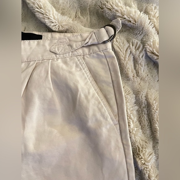 Joe’s Jeans Pleated Mid-Rise Ivory Cotton Linen Crop Capri Pants. - Picture 6 of 13